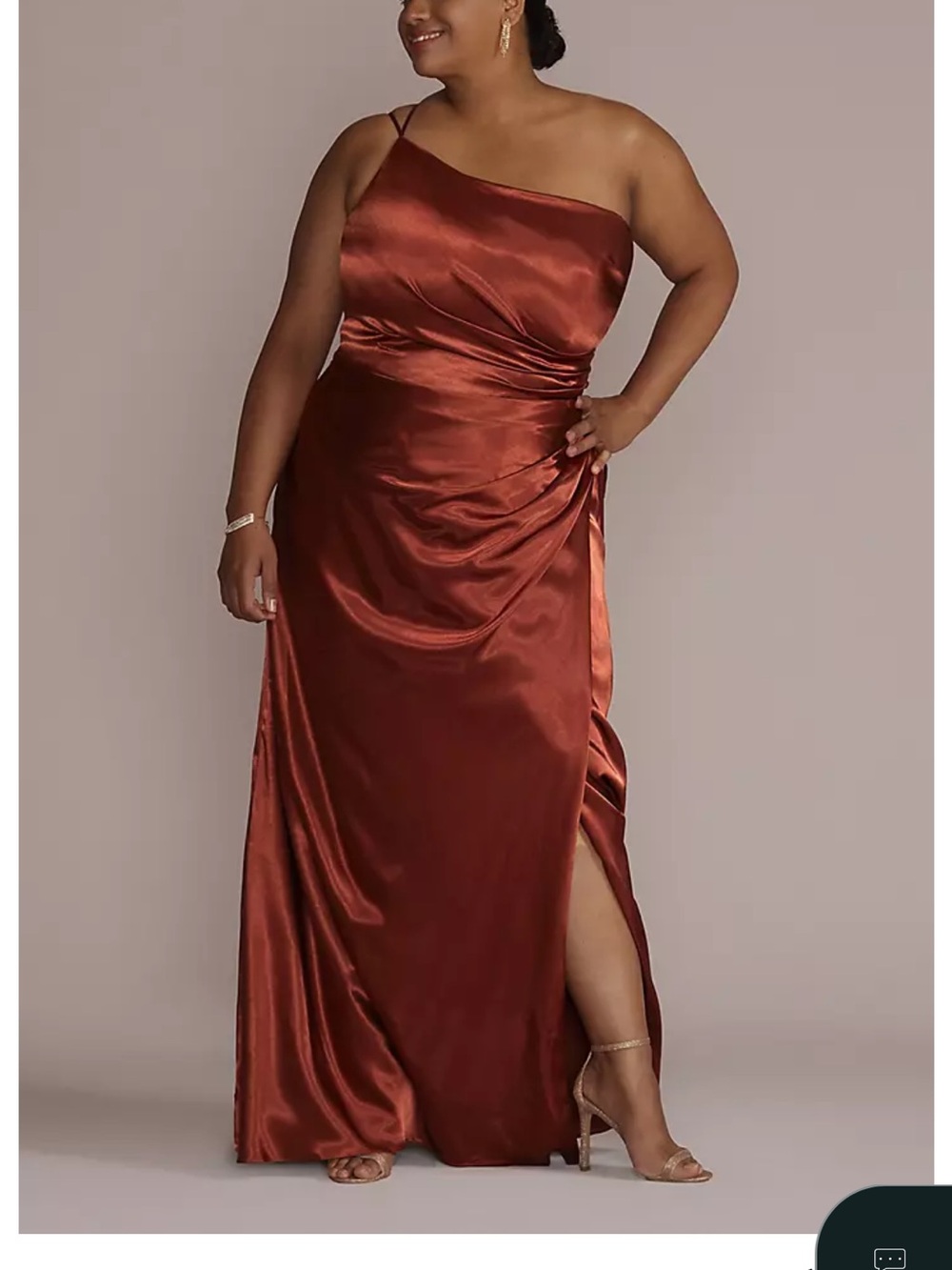 Galina Signature Charmeuse Draped One-Shoulder Dress
